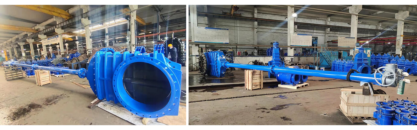 DN1000 Extension stem double flange soft seal gate valve1