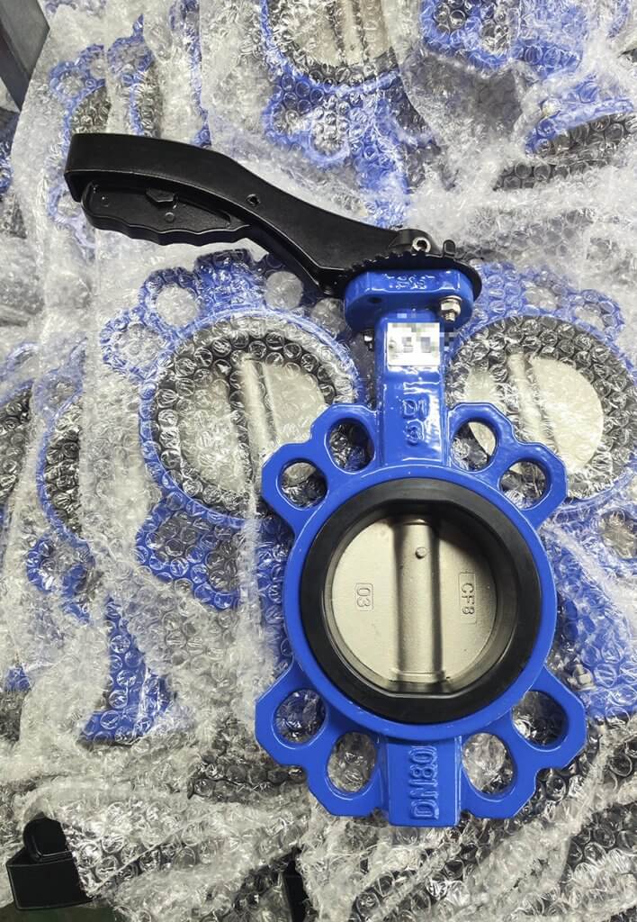 DN80 ductile iron resilient seated wafer butterfly Valve